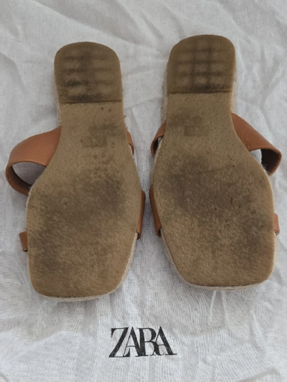 ZARA Brown Double-Strap Espadrille Slide Sandals - Picture 2 of 3